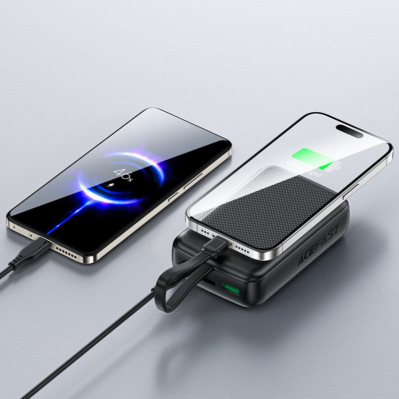 AceFast | 17970 | M14 | 20000 PD22.5W Power Bank With Cable | Black AceFast | 17970 | M14 | 20000 PD22.5W Power Bank With Cable | Black